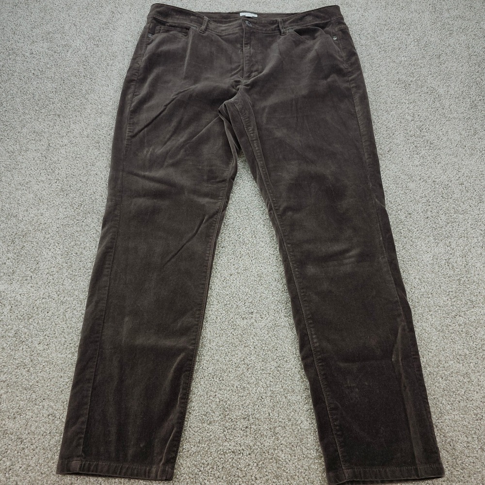 J Jill Women Brown‎ Corduroy Velour Feel Straight Leg Pants Size 14 EUC
